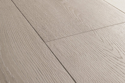 Close-up of gray wooden flooring with a visible grain pattern